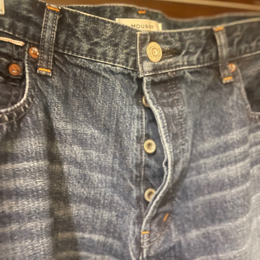 Moussy Men's Distressed Blue Jeans